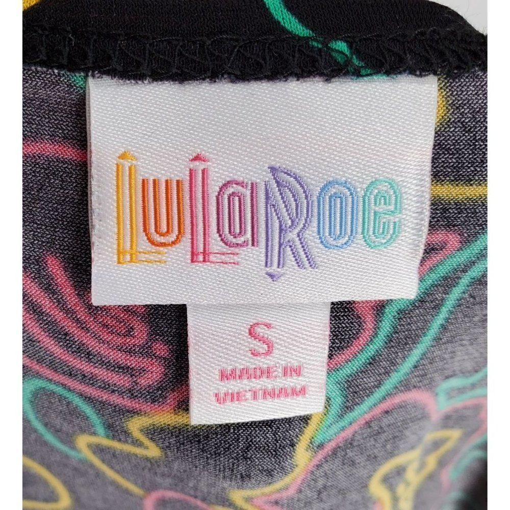 LuLaRoe Irma Tunic Top Black Bright Colors Fun Size Small New With Tag - Picture 6 of 9